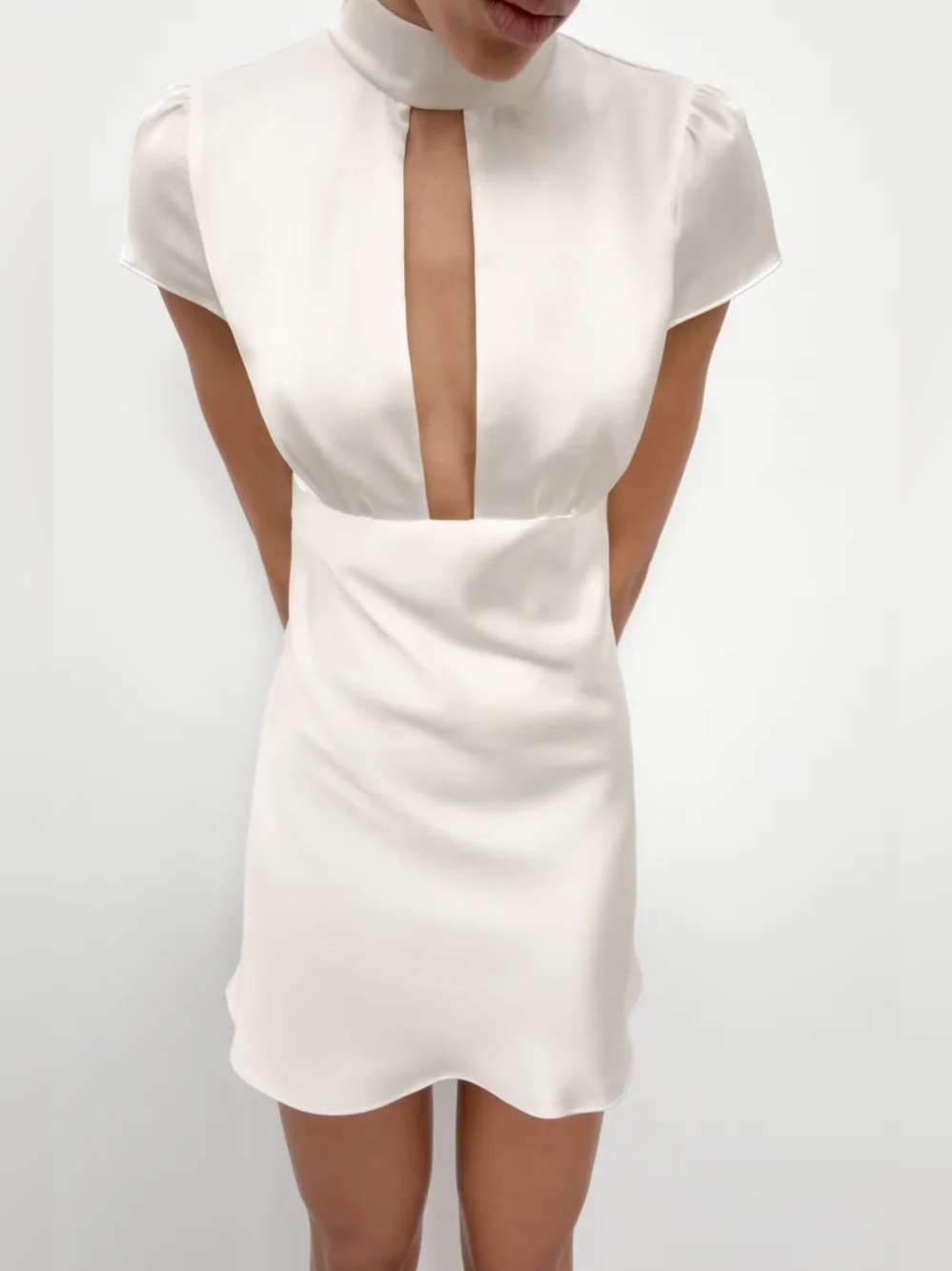 ZARA SATIN EFFECT SLIT DRESS
